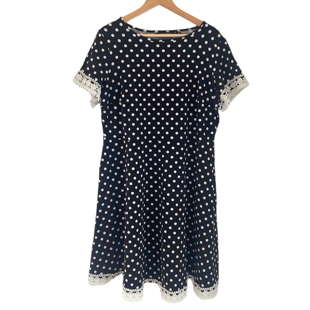 Dorothy Perkins Dress Women’s Size 18 Polka Dots Embroidered Crochet Trim